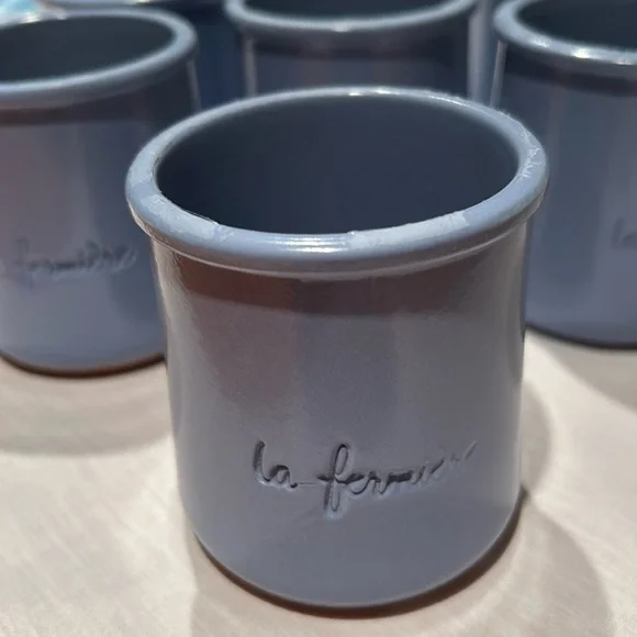 6 empty clay la fermiere yogurt pots. Blue Desired by crafters and bakers - Picture 1 of 6